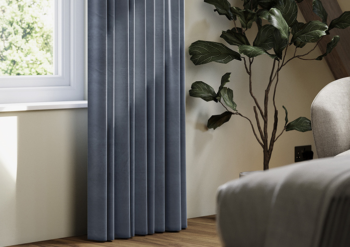 Luxe Velvet (Blackout) Pencil Pleat, Slate Blue - Ready Made Curtains - Image 6